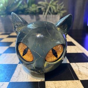 Amazon Gray Cat figure with Striking Orange Eyes